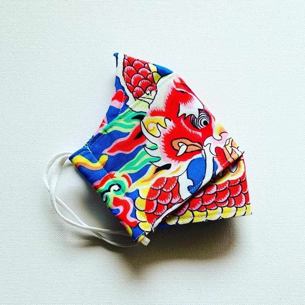 NEW Handmade Dragon Print 3D Face Mask in Blue